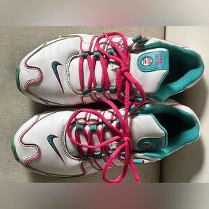 Nike shox nz White Sneakers with Pink and Teal Accents